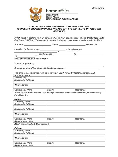 vetting form south africa